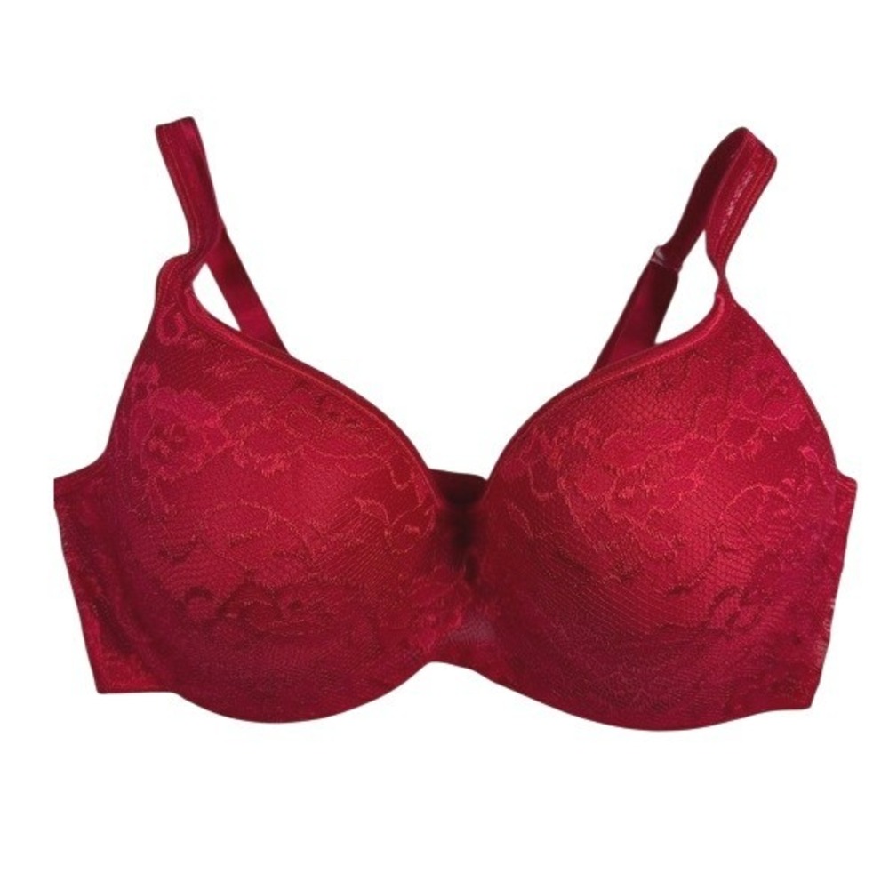 New Fashion Bug Lace Balconette Bra Women Red Floral Underwire Molded Cup 38D